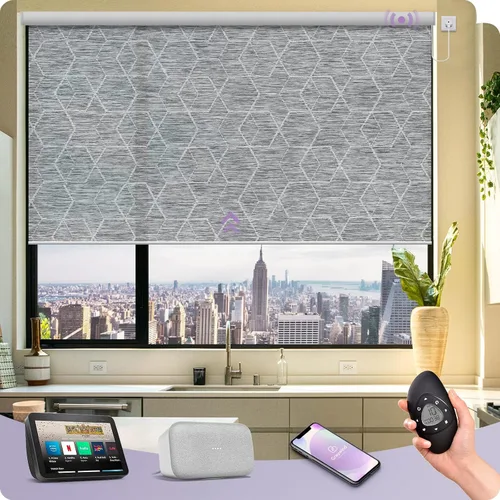 Vista 34 de Graywind Persianas enrollables inteligentes acopladas compatibles con Alexa Google, tamaño personalizado extra grande, persianas motorizadas
