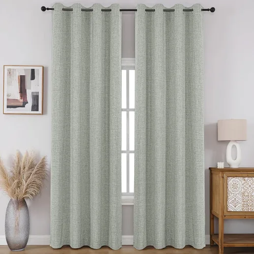 Vista 15 de CUCRAF - Juego de 2 paneles de cortinas de ventana con oscurecimiento total del 100%, de 54 pulgadas de largo, con aspecto de lino falso, cortinas