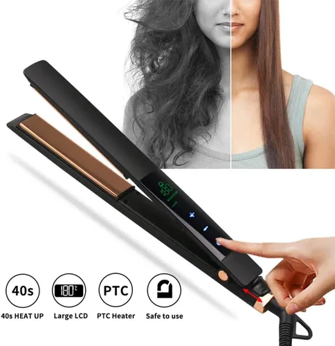 Vista 6 de Plancha de pelo profesional con pantalla LCD, personalizable, color negro