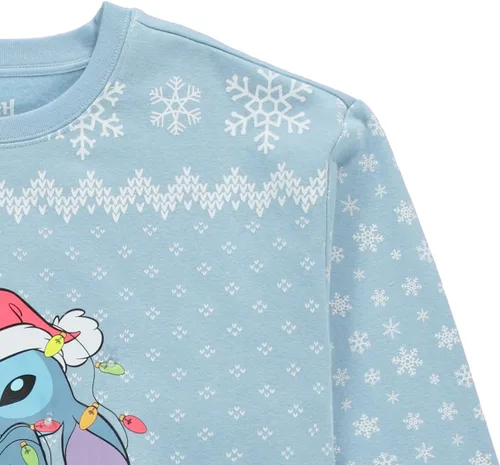 Vista 4 de Disney Sudadera de Lilo and Stitch para mujer, clásica Lilo y Stitch iluminada, con cuello redondo