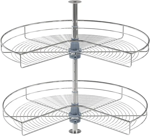 Vista 9 de Dowell Base gabinete con forma de riñón de diámetro 24 270° Lazy Susan, 2 estantes, base de cocina organizador de gabinete de esquina
