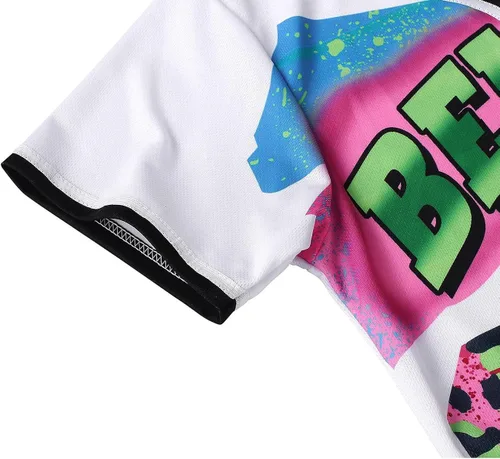 Vista 4 de Amzdest Ropa de los años 90 para mujer, disfraz unisex de hip hop para fiesta, camiseta de béisbol Bel Air, camisa de manga corta con botones