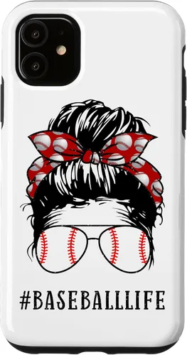 Vista 8 de Mom Messy Hair Bun Aviators Glasses Baseball Mother Life Case for iPhone 17