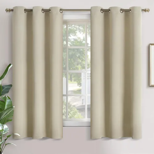 Vista 77 de YoungsTex - Cortinas blackout cortas, aislamiento térmico, ojales, oscurecen la habitación, privacidad, para cámper, sótano, cocina y baño, 2 Gris