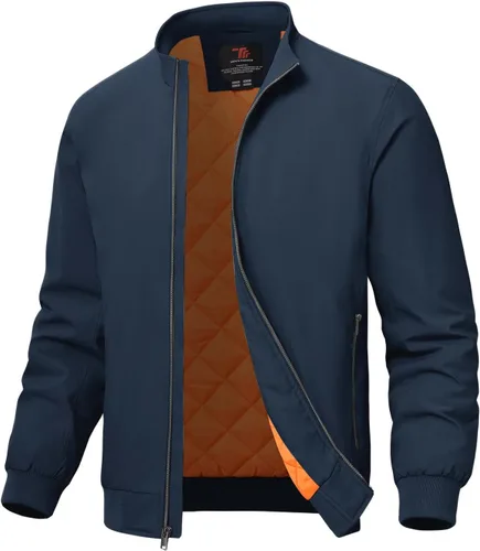 Vista 10 de TBMPOY Men's Winter Lightweight Bomber Jackets Water Resistant Fall Casual Windbreakers Quilted Full Zip Windproof Work Coats
