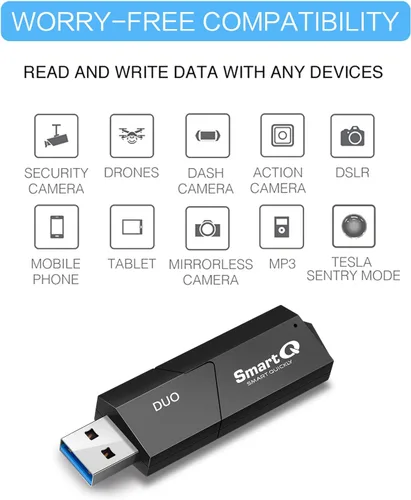 Vista 5 de SmartQ C307 DUO Lector de tarjetas SD portátil USB 3.0 Adaptador de tarjeta de memoria flash Hub para SD, Micro SD, SDXC, SDHC, MMC, Micro SDXC