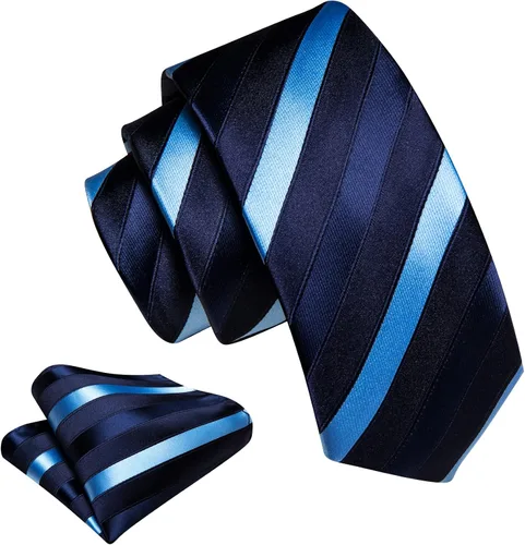 Vista 344 de Barry.Wang Corbata de niño regular seda tejida rayas sólido lazo bolsillo cuadrado