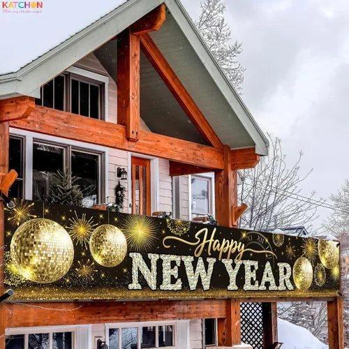 Vista 7 de KatchOn, Cartel de feliz año nuevo para patio 2026 – Extra grande de 120 x 20 pulgadas, letrero de feliz año nuevo para decoraciones de Año Nuevo