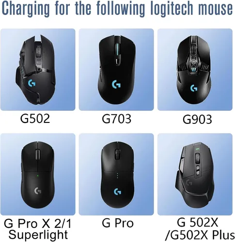 Vista 3 de Base de carga Soarking para ratón de computadora Logitech G Pro X Superlight 2/1, G502/G502X/G502X Plus Lightspeed, G703, G903 Lightspeed y sistema