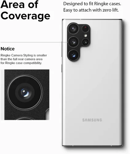 Vista 6 de Ringke Estilo de cámara compatible con Samsung Galaxy S22 Ultra 5G Protector de lente de cámara, marco de aluminio, adhesivo protector resistente