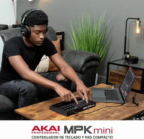 Vista 13 de [Usado] Akai Professional MPK Mini MK3 - Controlador de teclado MIDI USB de 25 teclas con 8 almohadillas de percusión con retroiluminación, 8