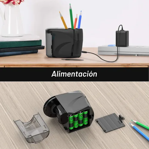 Vista 5 de Sacapuntas eléctrico, sacapuntas helicoidales de alta resistencia con adaptador/funciona con pilas para lápices n.º 2 (0.236-0.315 in) con parada