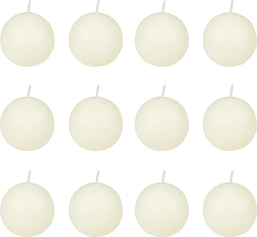 Vista 2 de Velas de bola de marfil pálido de 2 pulgadas