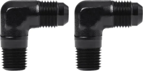 Vista 34 de EVIL ENERGY 3AN macho acampanado a 1/4" NPT tubo adaptador de ajuste de 90 grados aluminio negro 2 piezas