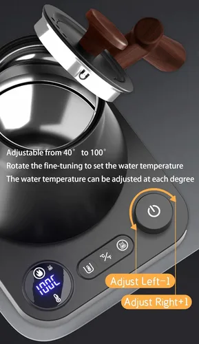 Vista 6 de Hervidores eléctricos, hervidor eléctrico de cuello de cisne, control de temperatura de ± 1 ℉, interior de acero inoxidable, calentamiento rápido