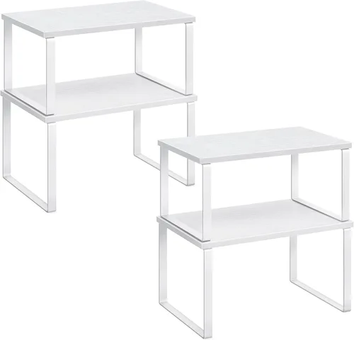 Vista 13 de SONGMICS Estante organizador de gabinete, juego de 4 estantes de encimera de cocina, almacenamiento de cocina, estante de especias, apilable