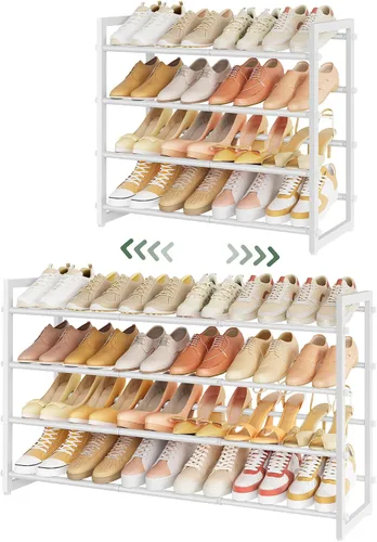 Vista 23 de FAVOOSTY Zapatero Expandible de 2 Niveles, Estante Ajustable para Zapatos Organizador de Almacenamiento que Ahorra Espacio de Metal Independiente
