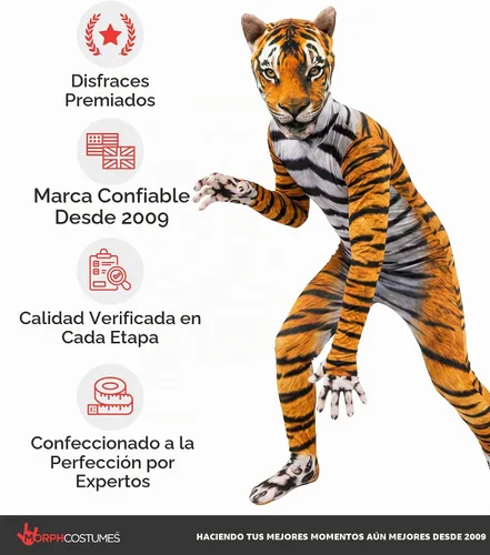 Vista 5 de Morphsuits, Orange Tiger Kids, Kids Halloween Costume