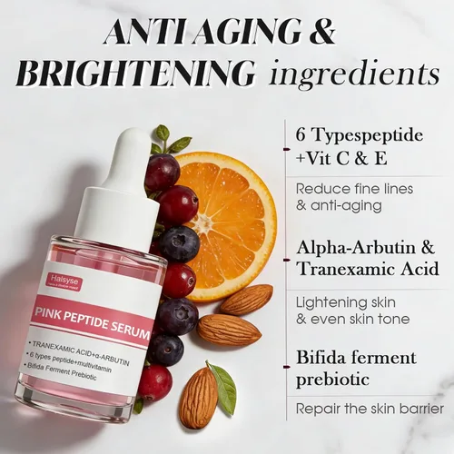 Vista 3 de Suero iluminador multipéptido: suero facial antienvejecimiento con ácido alfa arbutina tranexámico y vitamina C Fórmula brillante para mejorar