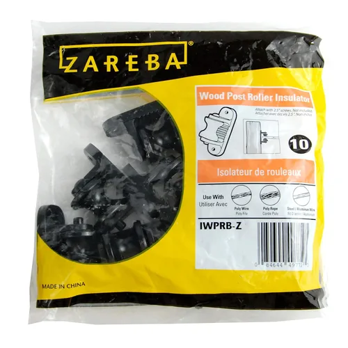 Vista 2 de Zareba IWPRB-Z - Aislador de rodillos de plástico negro para postes de madera, paquete de 10 unidades, aislador eléctrico de valla