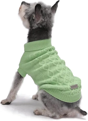 Vista 15 de Suéteres pequeños para perros, ropa de cuello alto de punto suave para clima frío, suéter ligero y cálido para cachorros para chihuahua, yorkie Azul