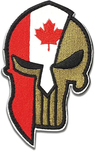 Vista 9 de Parche de calavera - Parche de calavera con bandera de Canadá - Parche de velcro - Parche bordado - Parche para mochilas, gorras, chaquetas, ropa