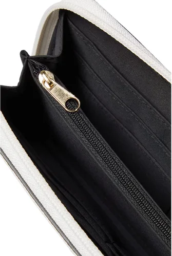 Vista 3 de Tommy Hilfiger Liv II - Cartera con cremallera y monograma cuadrado, color negro y blanco, talla única, NegroBlanco, Liv II - Cartera cuadrada