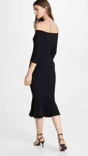 Vista 3 de Norma Kamali Vestido hasta la rodilla con hombros descubiertos para mujer