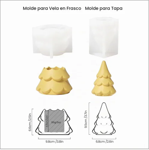 Vista 5 de BOOWAN Nicole Moldes de silicona apilables para árbol de Navidad con tapa, moldes modulares de silicona para hormigón Jesmonite, cemento hecho a