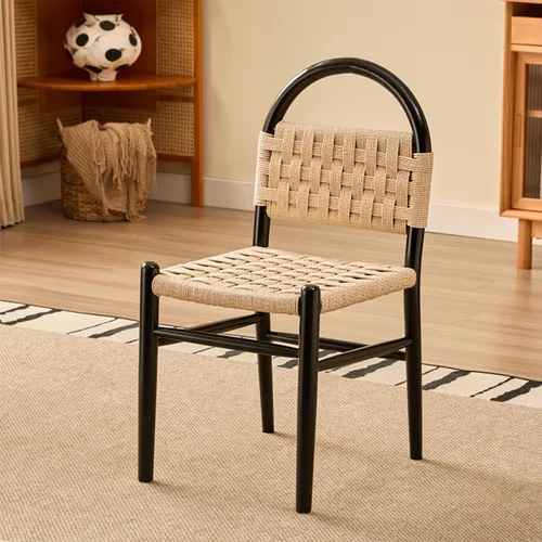 Vista 10 de Rattan Dining Room Chairs Wooden, Woven Kitchen Chairs, Dining Room Chair with Wood Legs, Vanity Chair,Armless Side Chair for Home Bar Restaurant
