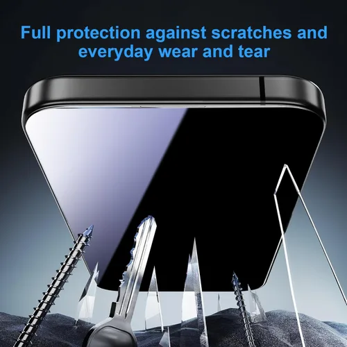 Vista 3 de OneFish Protector de pantalla para iPhone 13 Pro Max / 14 Plus de privacidad, vidrio templado antiespía de 4 vías de 360°, dureza 9H, bordes
