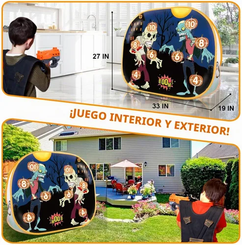 Vista 3 de BananMelonBM Juego de Práctica de Disparo de Zombies, Juguetes de Objetivo de Espuma, Conjuntos de Lanzadardos de Espuma, con 2 Lanzadardos