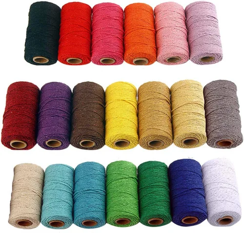 Vista 4 de Cordón de macramé de algodón 2 mm x 109 yardas, cuerda de algodón colorida para manualidades DIY, ganchos de plantas (Beige)