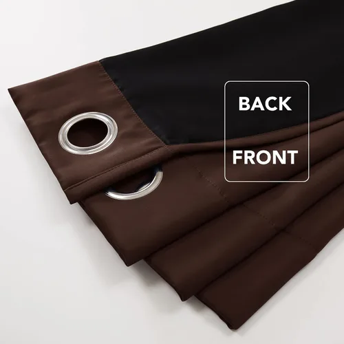 Vista 360 de Deconovo Cortinas opacas 100% con forro negro, cortinas con ojales aisladas térmicamente que reducen el ruido, doble capa para oscurecer