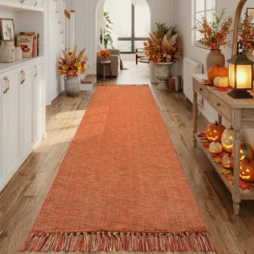 Vista 87 de Collive Alfombra de Baño Negra, 2' x 3' Tejida a Mano Lavable Alfombras Pequeñas de Cocina, Alfombra de Entrada Reversible de Algodón Alfombra