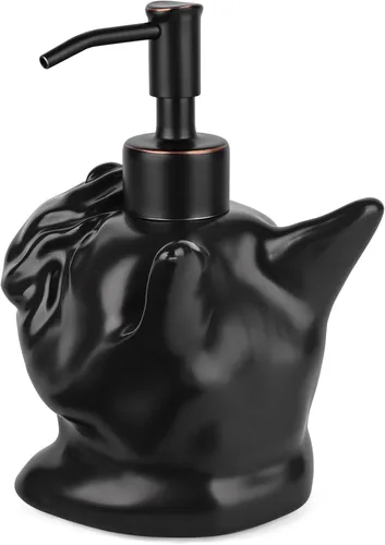 Vista 5 de Dispensador con Forma de Bulldog Francés de Jabón/Loción/Desinfectante de Manos Dispensador con Bomba de Cerámica de Acero Inoxidable Bulldog