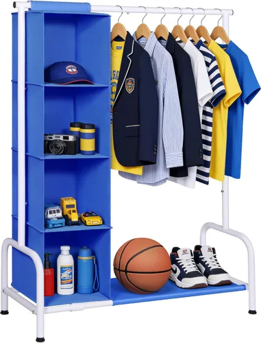 Vista 9 de Univivi Perchero para Ropa de Niños con Organizador Colgante, Almacenamiento de Vestidor Infantil para Colgar Ropa, Armario Guardarropa para Niños