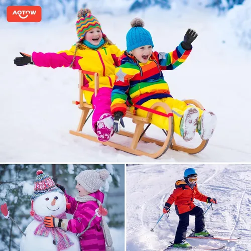 Vista 6 de AOTOW Guantes de nieve de invierno para niños Guantes de esquí deportivos para niños y niñas, resistentes al agua, resistentes al viento, clima