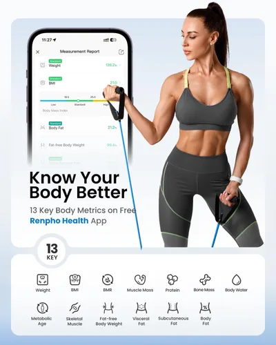 Vista 4 de RENPHO Báscula inteligente para peso corporal, cinta métrica corporal RENPHO