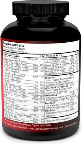 Vista 5 de Divine Bounty Vitamina K2 con D3 y paquete multivitamínico para hombres