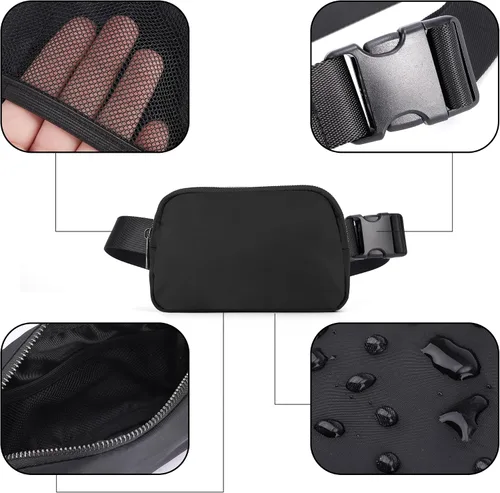 Vista 7 de ZPN Mini riñonera cruzada para mujer y hombre, Negro