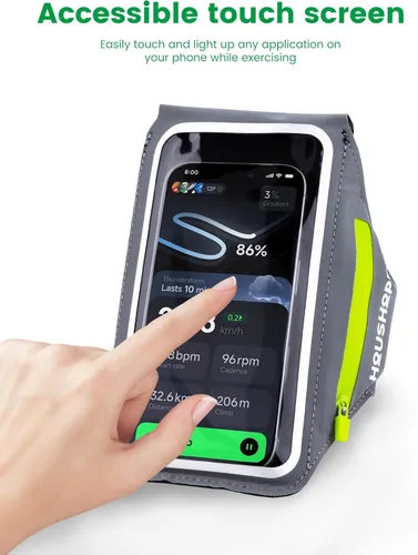 Vista 2 de Brazalete para correr con brazalete de teléfono celular para iPhone 17 16 Pro 15 14 13 Plus XR XS, Galaxy S24/S10 resistente al agua Funda