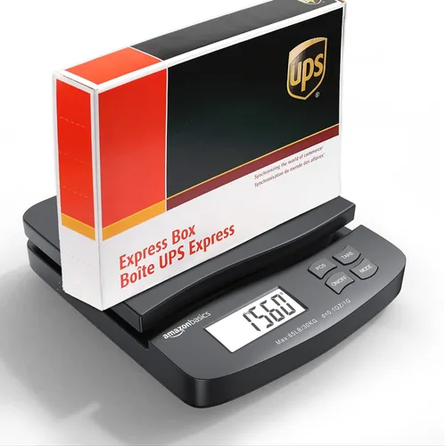 Vista 4 de Amazon Basics Báscula postal digital, adaptador de CA, capacidad de 65 lb, precisión de 0.1 oz, negra