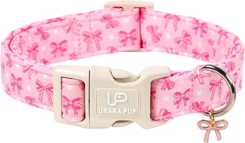 Vista 30 de Collar de perro floral azul, collar floral de algodón ajustable para primavera y verano con colgante de margarita, hebilla de liberación rápida