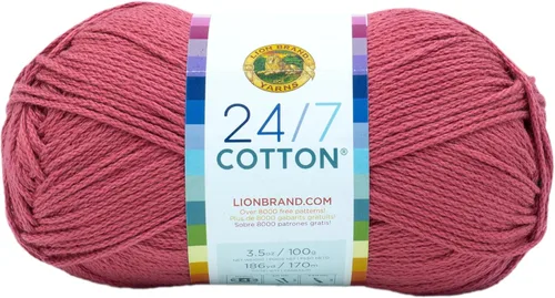 Vista 90 de Lion Brand Yarn - Hilo ligero 24/7 de algodón para tejer, hacer ganchillo y manualidades, Ámbar, paquete de 1 Light Worsted 100% Mercerized Cotton