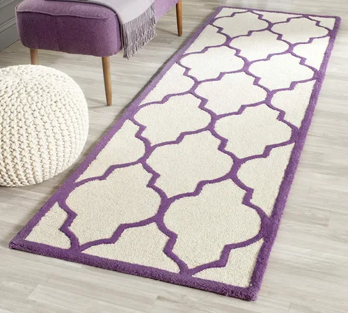 Vista 38 de Tapete Safavieh de la colección Cambridge, modelo CAM134X, hecho a mano, de lana de primera calidad, formas geométricas marroquíes, color gris