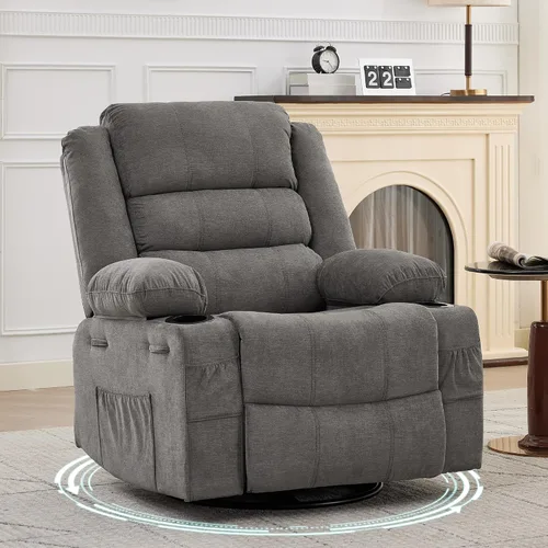 Vista 11 de Garvee Silla reclinable mecedora para adultos amplia giratoria de 360° Marrón
