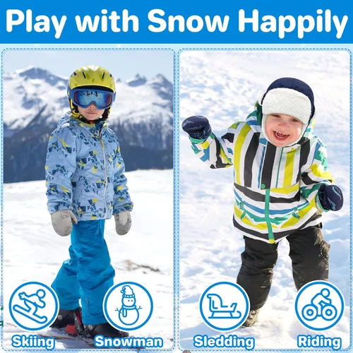 Vista 48 de QikQik Guantes de invierno impermeables para niños pequeños - Guantes de nieve para bebés