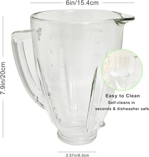 Vista 6 de Piezas de repuesto para jarra de vidrio de licuadora de 6 tazas con cuchilla para Oster Osterizer Serie Clásica NO apto para modelos Pro Master