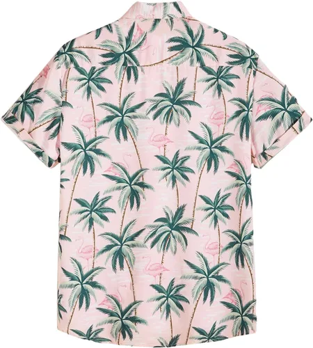 Vista 2 de Floerns Blusa de manga corta con botones y estampado tropical para hombre